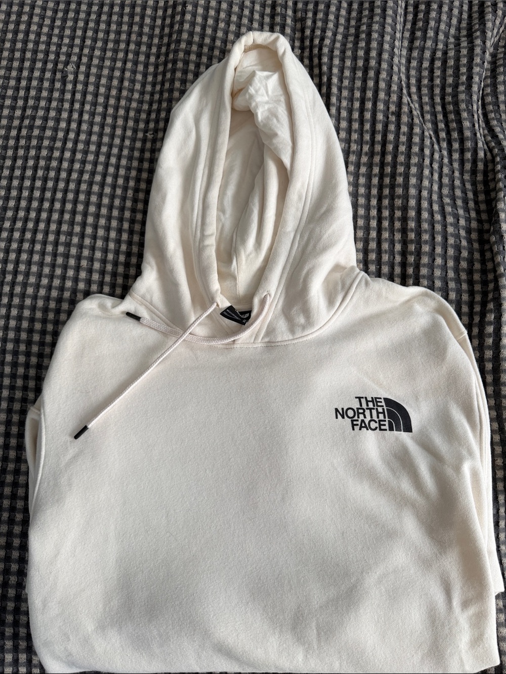 The North Face Cream Pullover Hoodie with Black Logo